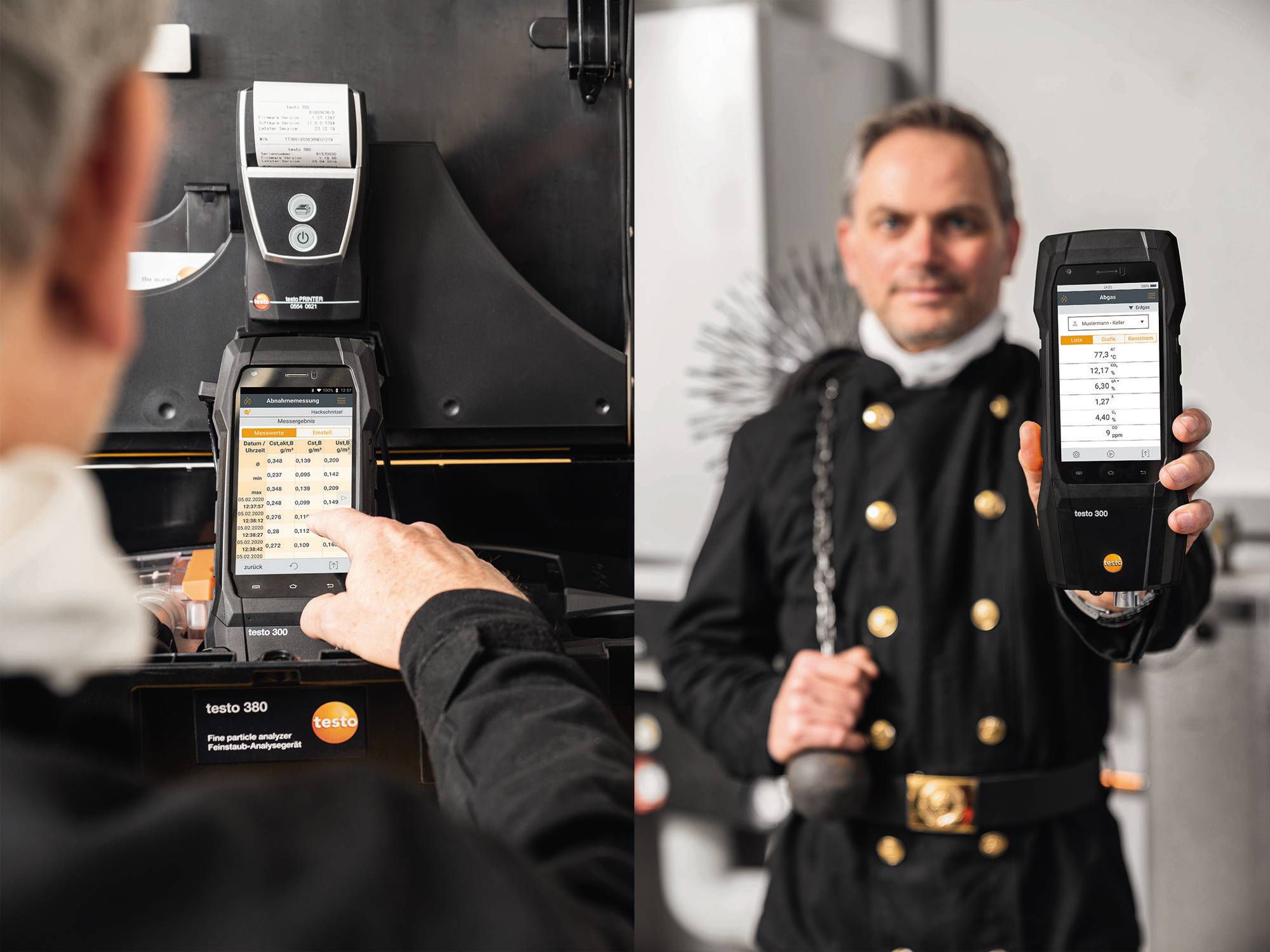 testo 380 und testo 300 SE Longlife für Schornsteinfeger