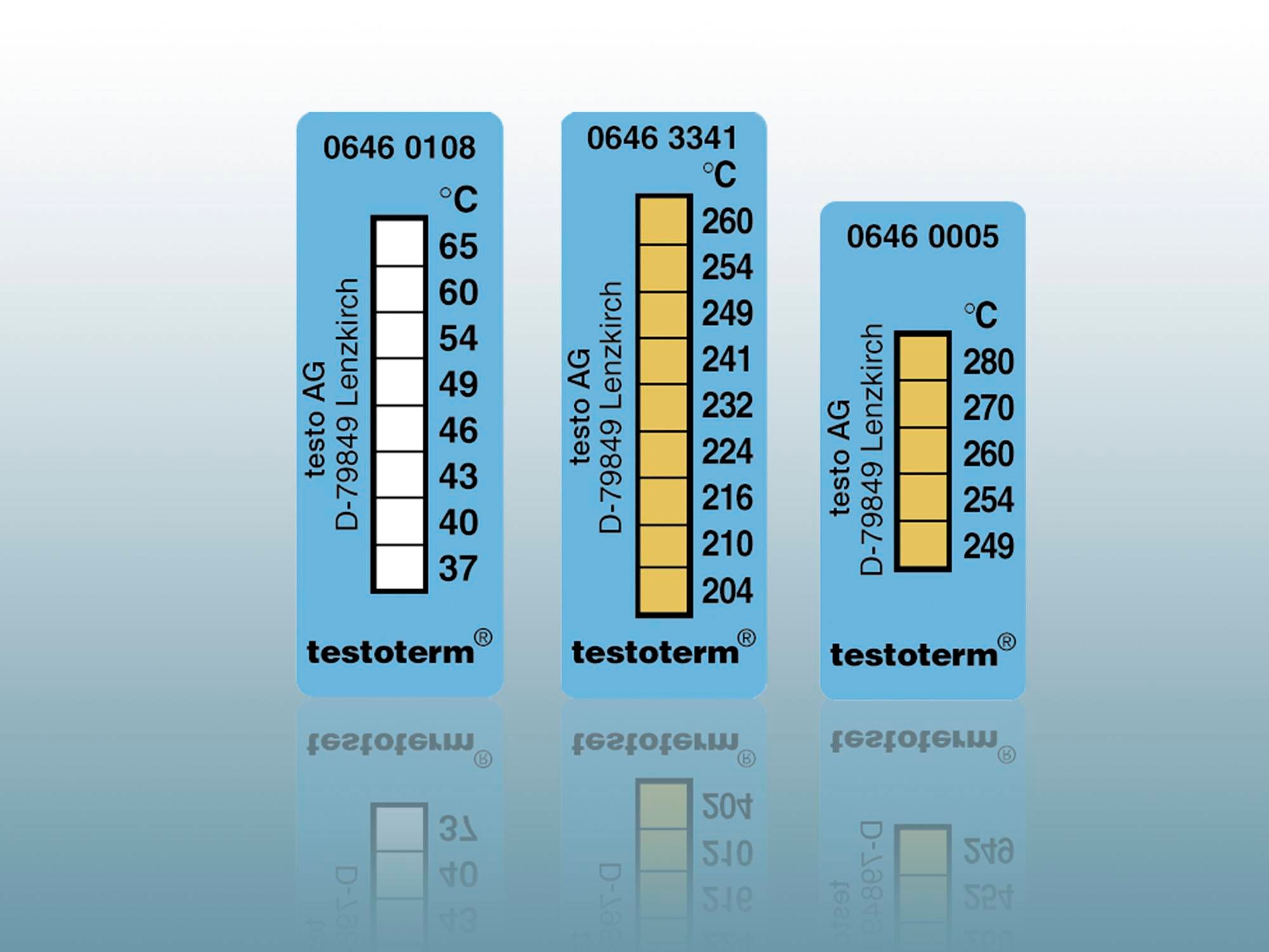 Temperature measuring strips