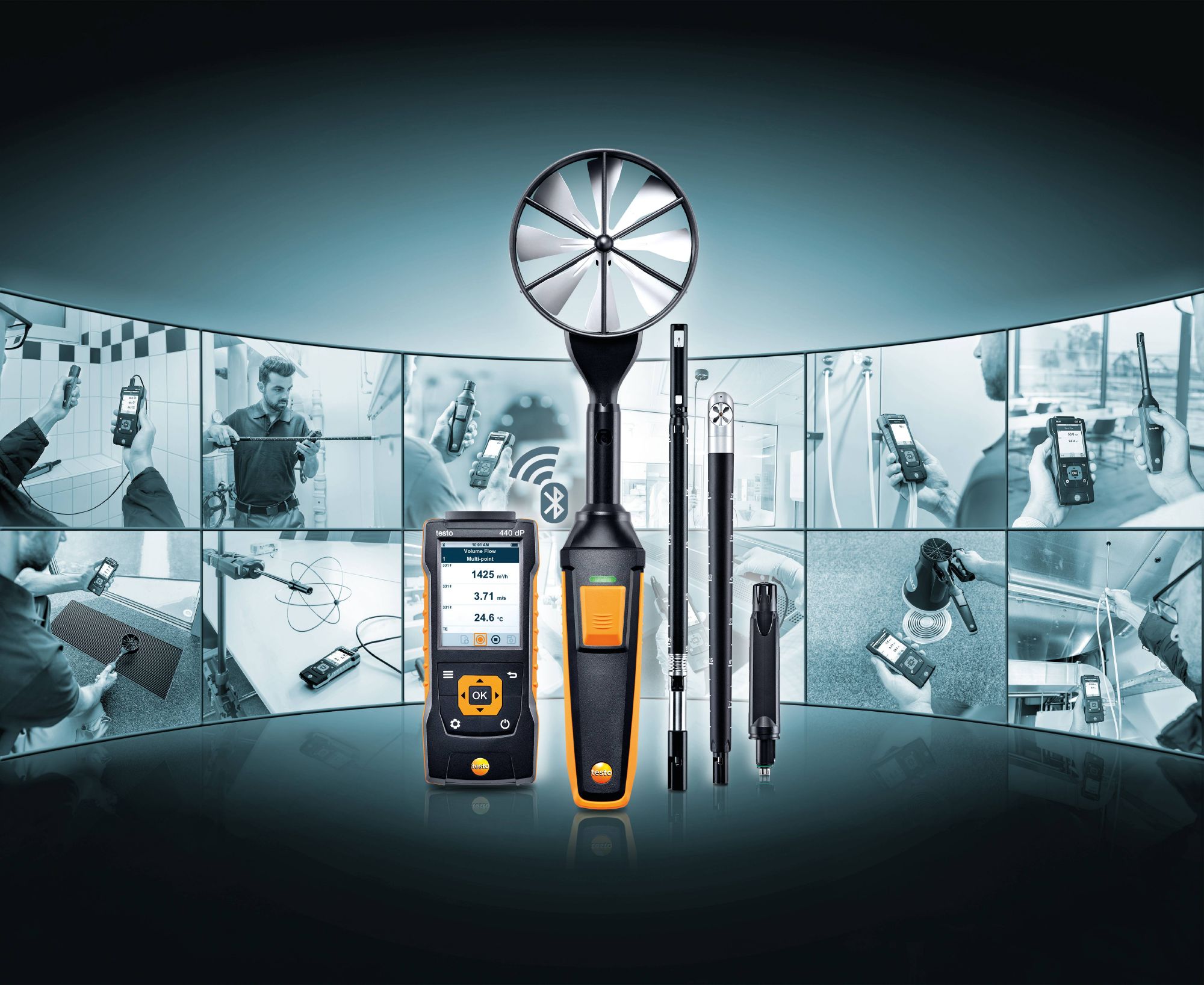 The new testo 440 air velocity & IAQ measuring instrument